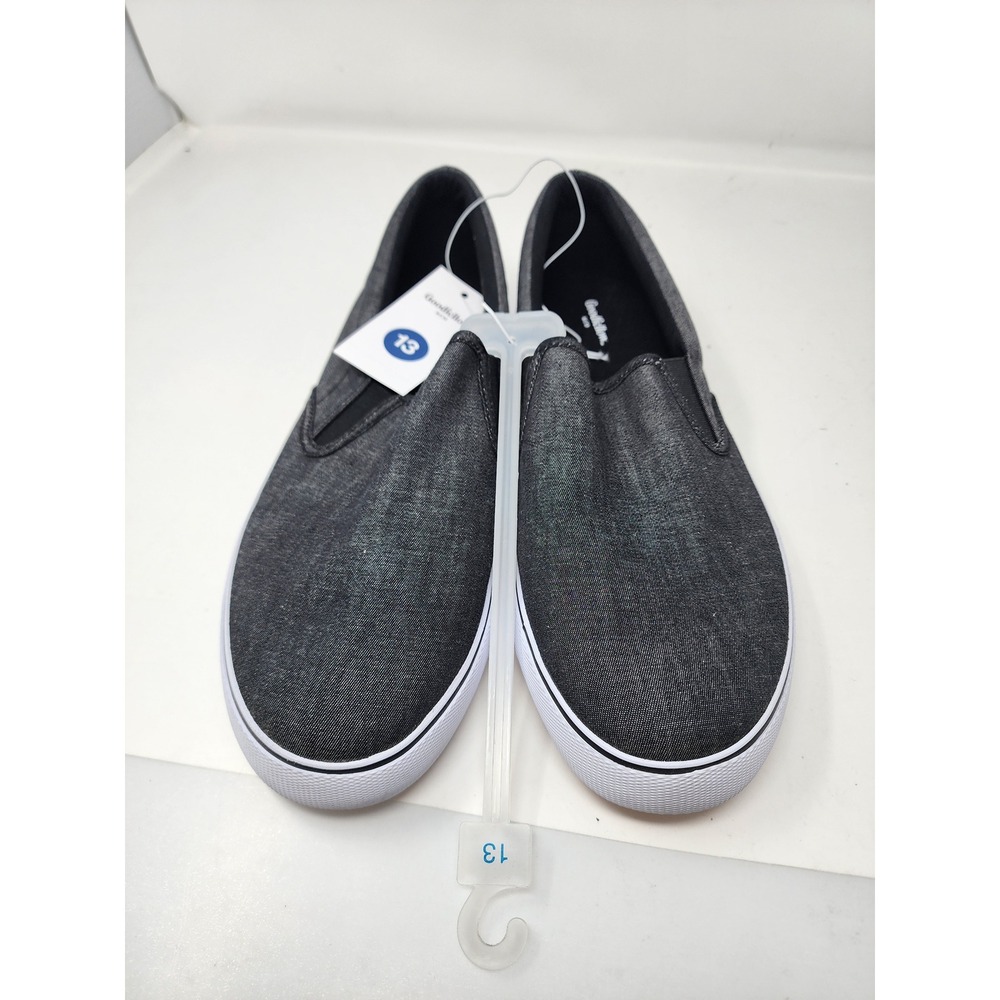 Goodfellow & Co Mens Low Top Slip On Sneakers Gray Canvas Casual Size 13